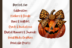 Pumpkin PNG with Leopard Print Bow Fall Sublimation Design Product Image 7