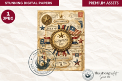 Patriotic Vintage 4th of July Junk Journal digital paper Product Image 1