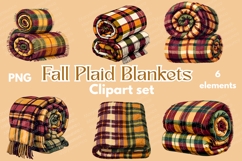 Fall plaid blankets clip art set | cozy blankets bundle png Product Image 1