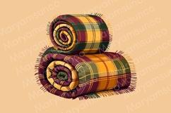 Fall plaid blankets clip art set | cozy blankets bundle png Product Image 2