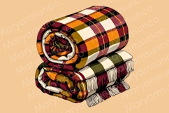 Fall plaid blankets clip art set | cozy blankets bundle png Product Image 3