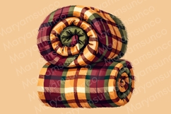 Fall plaid blankets clip art set | cozy blankets bundle png Product Image 4