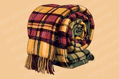 Fall plaid blankets clip art set | cozy blankets bundle png Product Image 7