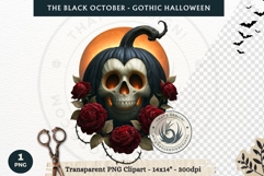 The Black October Gothic Halloween Clipart, Horror character Product Image 1
