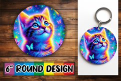 Joyful Round Keychain Magic PNG, Cat Product Image 1