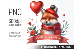 Cute Dog Clipart PNG, Valentine&#039;s Day Animal PNG File Product Image 1