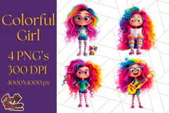 Cute Girl Clipart PNG, Playful Character Illustration Product Image 1