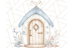 Pastel Blue Fairy Garden Clipart, Enchanted Cottagecore Png Product Image 2