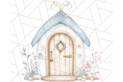 Pastel Blue Fairy Garden Clipart, Enchanted Cottagecore Png Product Image 2