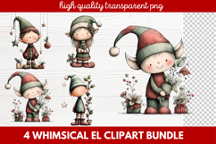 Whimsical Elf Clipart | Cute Christmas Elf PNG Illustration Product Image 1