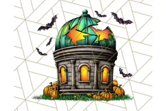 Halloween Buildings Clipart PNG, Haunted Houses Art Product Image 2