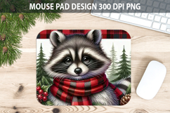 Christmas Raccoon Mouse Pad Sublimation - Animal PNG Design Product Image 1