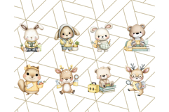 Cute Back to School Animals PNG Clipart with Books &amp; Bags Product Image 2