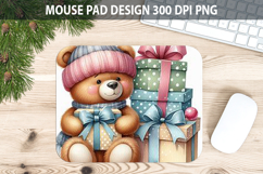 Teddy Bear Mouse pad Sublimation - Christmas Animal PNG Product Image 1
