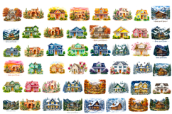 144 SUPER Cozy Watercolor House Cliparts Bundle Product Image 2
