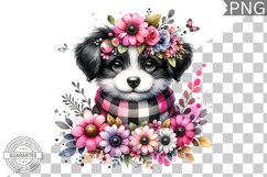 Dog With Flowers Sublimation - Clipart PNG Design Product Image 1