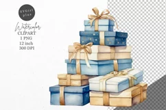 Christmas clipart, Gifts clipart, Blue Christmas Product Image 1