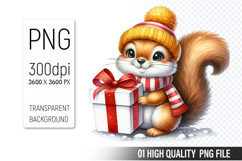 Watercolor Christmas Animals Clipart PNG Bundle, 25 Designs Product Image 17