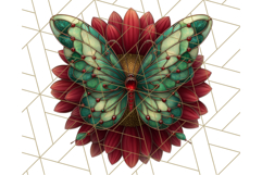Stained Glass Butterfly and Sunflower PNG Clipart Product Image 2