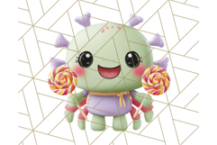 Kawaii Halloween Clipart Cute Kids and Candy Elements Png Product Image 2