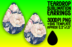 Charming Teardrop Earrings Artwork PNG , Flower Pattern Product Image 1