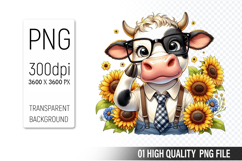 Cute Highland Cow, Animal Sublimation Clipart PNG Product Image 1