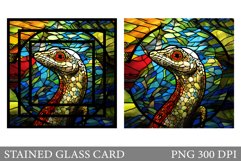 Stained Glass Lizard Card. Lizard Stained Glass Card Design Product Image 1