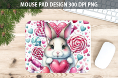 Watercolor Bunny Mouse Pad Sublimation - Valentines PNG Product Image 1