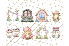 Pink Cottagecore Garden PNG Clipart, Vintage Floral Art Product Image 2