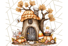 Halloween Fairy House Clipart PNG, Spooky Cottage Art Product Image 2