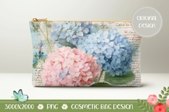 Vintage Flowers Cosmetic Bag, Hydrangea Cosmetic Bag PNG Product Image 1