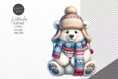 Christmas clipart, Polar bear clipart, Holiday clipart Product Image 1