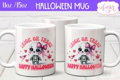 Trick or treat mug wrap sublimation PNG, Pink Halloween mug Product Image 2