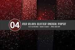 Red Black Glitter Digital Paper Product Image 1