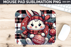 Watercolor Rabbit Mouse Pad Sublimation - Christmas PNG Product Image 1