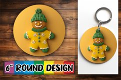 3D Gingerbread Round Design Holiday Keychain Product Image 1