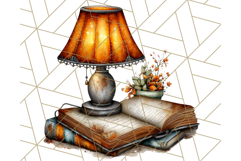 Autumn Library Clipart PNG, Cozy Fall Book Art Product Image 2