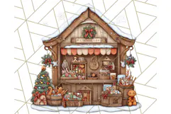 Cozy Christmas Market Stall Clipart PNG, Holiday Art Png Product Image 2