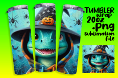 Custom 20oz Tumbler Wrap Download , Halloween Dino Product Image 1
