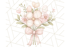 Pastel Pink Easter Bunny Egg and Flowers Clipart PNG Product Image 3