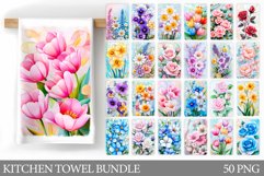 Flowers Kitchen Towel Bundle. Floral Kitchen Towel Design Product Image 1