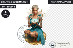 Royal Lotus Princess Fantasy Goddess Floral Clipart Product Image 1