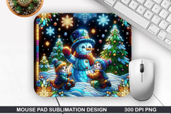 Snowman Mouse Pad Sublimation, Christmas Mouse Pad PNG Product Image 1