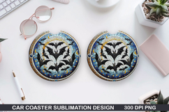Haunted Bats Car Coaster Sublimation| Halloween Coaster PNG Product Image 1