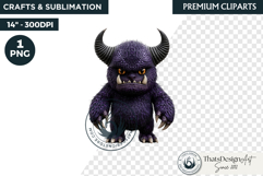 Halloween Little Monster Clipart Png, Spooky Cute Fantasy Product Image 1