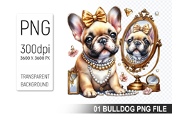 Watercolor Cute Bulldog Clipart PNG Bundle, Bulldog Art Product Image 17