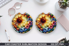 Flower Car coaster sublimation, Summer Coaster PNG Design Product Image 1