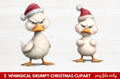 2 Whimsical Grumpy Christmas Clipart | Funny Grumpy Holiday Product Image 1
