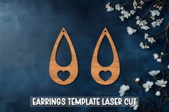 Valentine Heart Template earrings SVG I Laser Cut Files Product Image 1