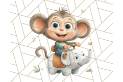 Zoo Monkeys Clipart, Cute Cartoon Jungle Monkeys PNG Product Image 2